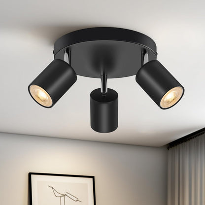 Schiele 60466001 3-Bulb Round GU10 Ceiling Spotlight Black