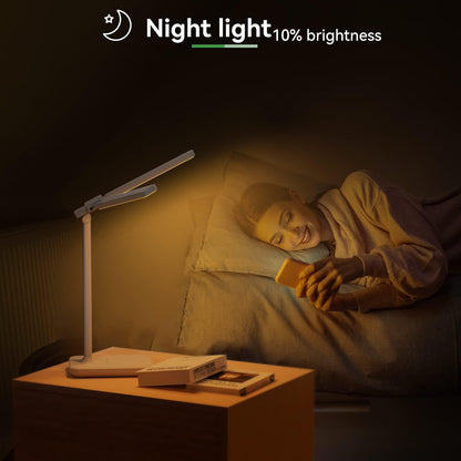 Hepside Double Head LED Desk Lamp Dimmable 3 Color Temperatures USB Touch Control