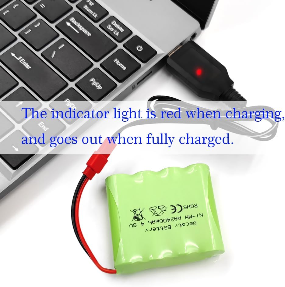 Gecoty 4.8V 2400mAh NiMH Rechargeable RC Battery Pack with JST Plug