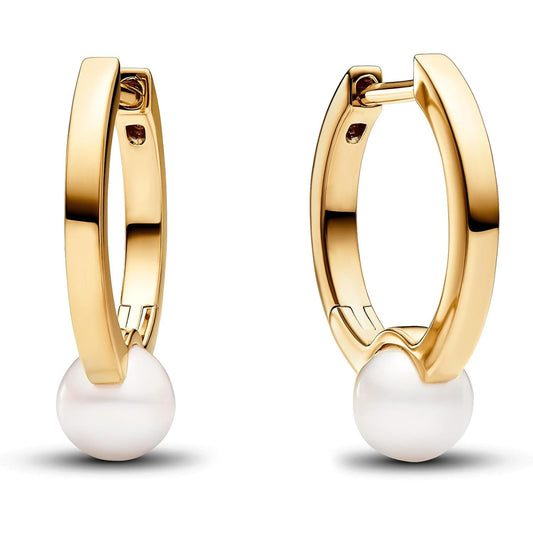 Pandora Timeless Pearl Stud Earrings, 14k Gold Plated, Freshwater Cultured Pearl