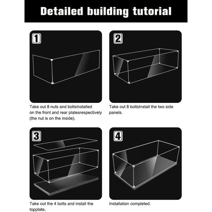 iCUANUTY Clear Acrylic Display Case for Lego Technic and 1:12 Scale Model Cars