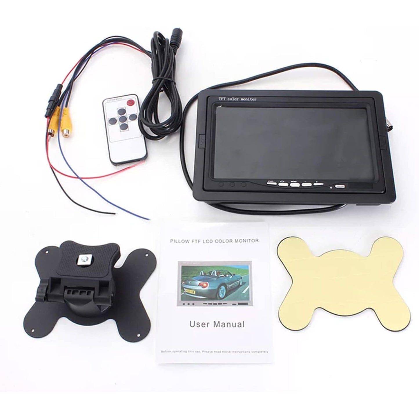 7-inch HD TFT Car Display, 1024x600, AV Input, Integrated Speaker