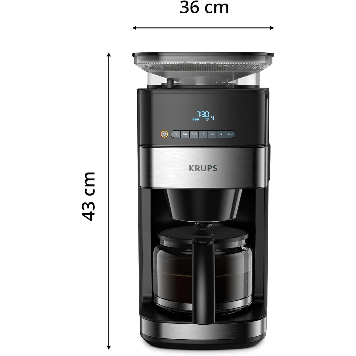 Krups Grind Aroma 10‑Cup Programmable Coffee Maker with Built‑In Grinder