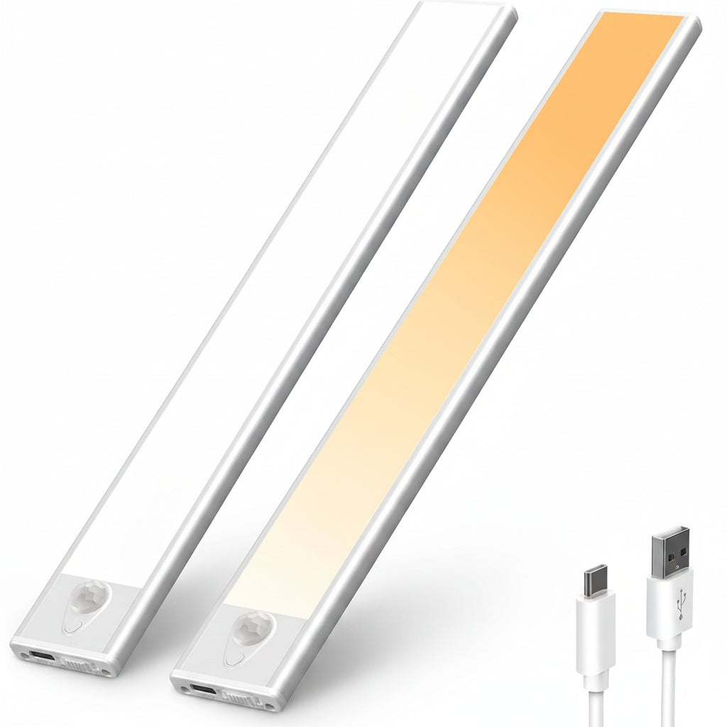 Mexllex Under Cabinet Light 2-Pack 30cm 126 LEDs 3 Colours with Motion Sensor