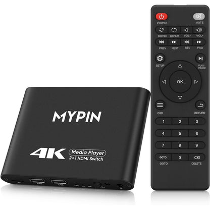 4K Media Player with Dual HDMI Switch and Remote