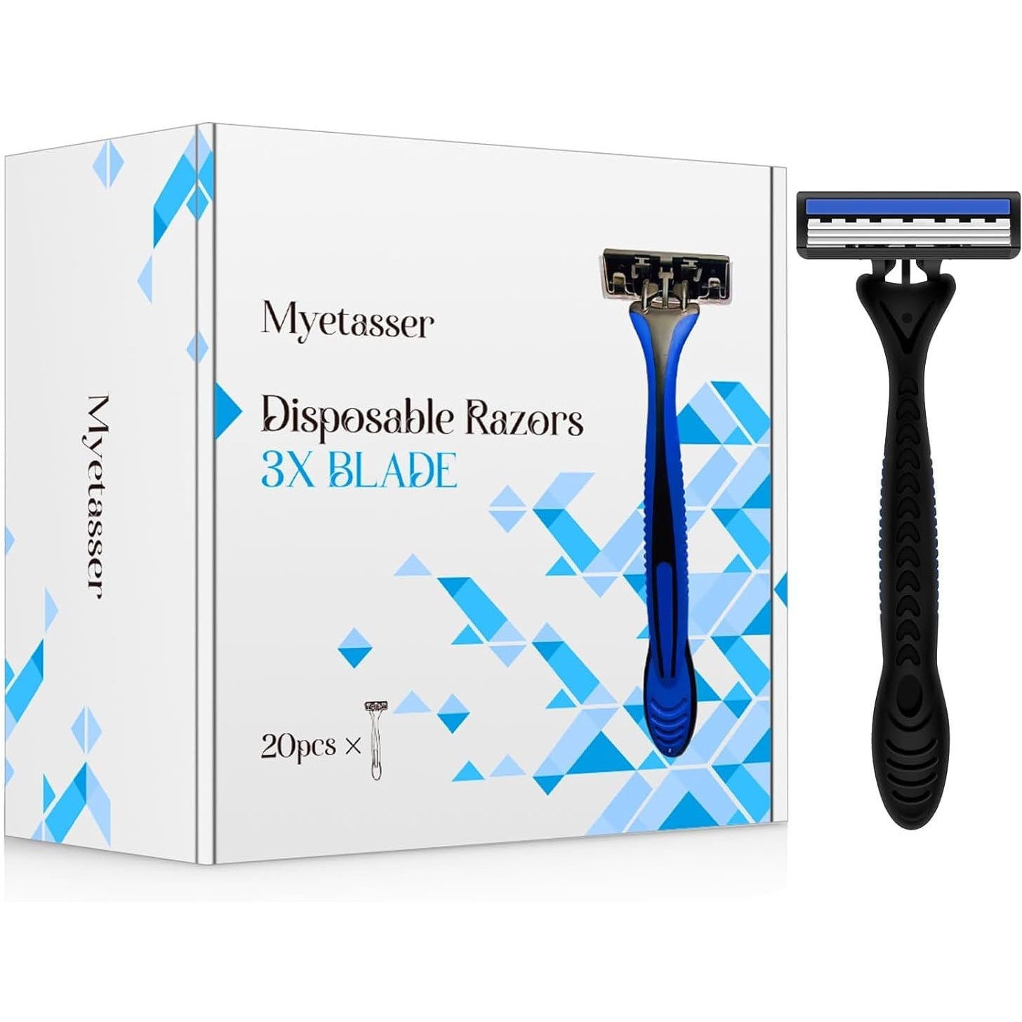 Myetasser 20-Count Triple Blade Disposable Razor for Men