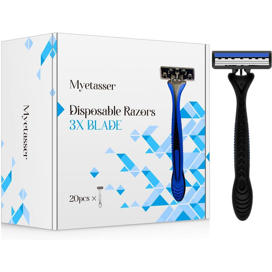 Myetasser 20-Count Triple Blade Disposable Razor for Men