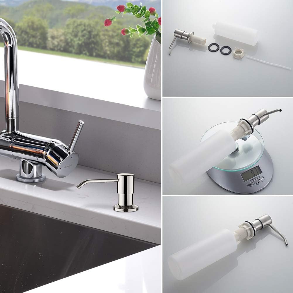 Ibergrif M34027 Kitchen Sink Built-in Soap Dispenser, 400ml Stainless Steel 360° Rotation Nozzle