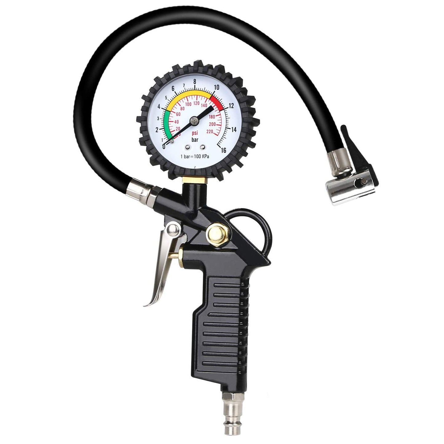 URAQT 220 PSI Reifenluftdruckprüfer mit Ventilkern und Zubehör