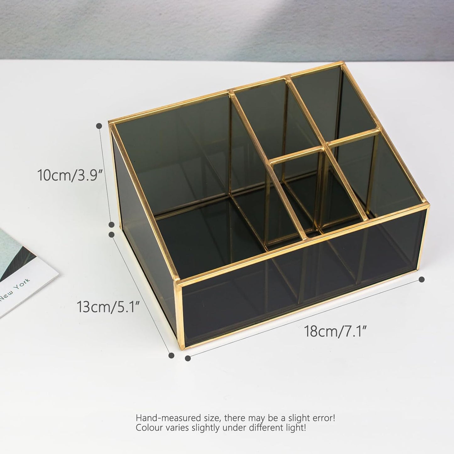 Makeup Organizer Gold Vintage Makeup Organizer with Brass Trim and Holder