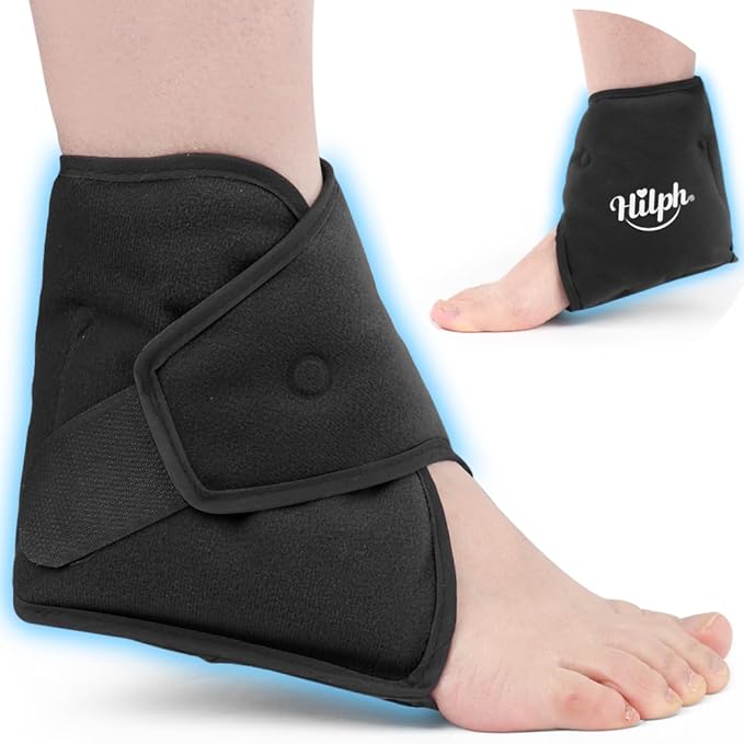 Hilph Adjustable Ankle Ice Pack Wrap for Pain Relief