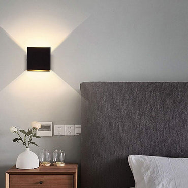 Glighone Modern Dimmable LED Up-Down Wall Light Sconce, Black Aluminum, 10W