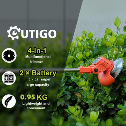 OUTIGO 21V Cordless Lawn Trimmer with Dual Batteries, Adjustable Handle