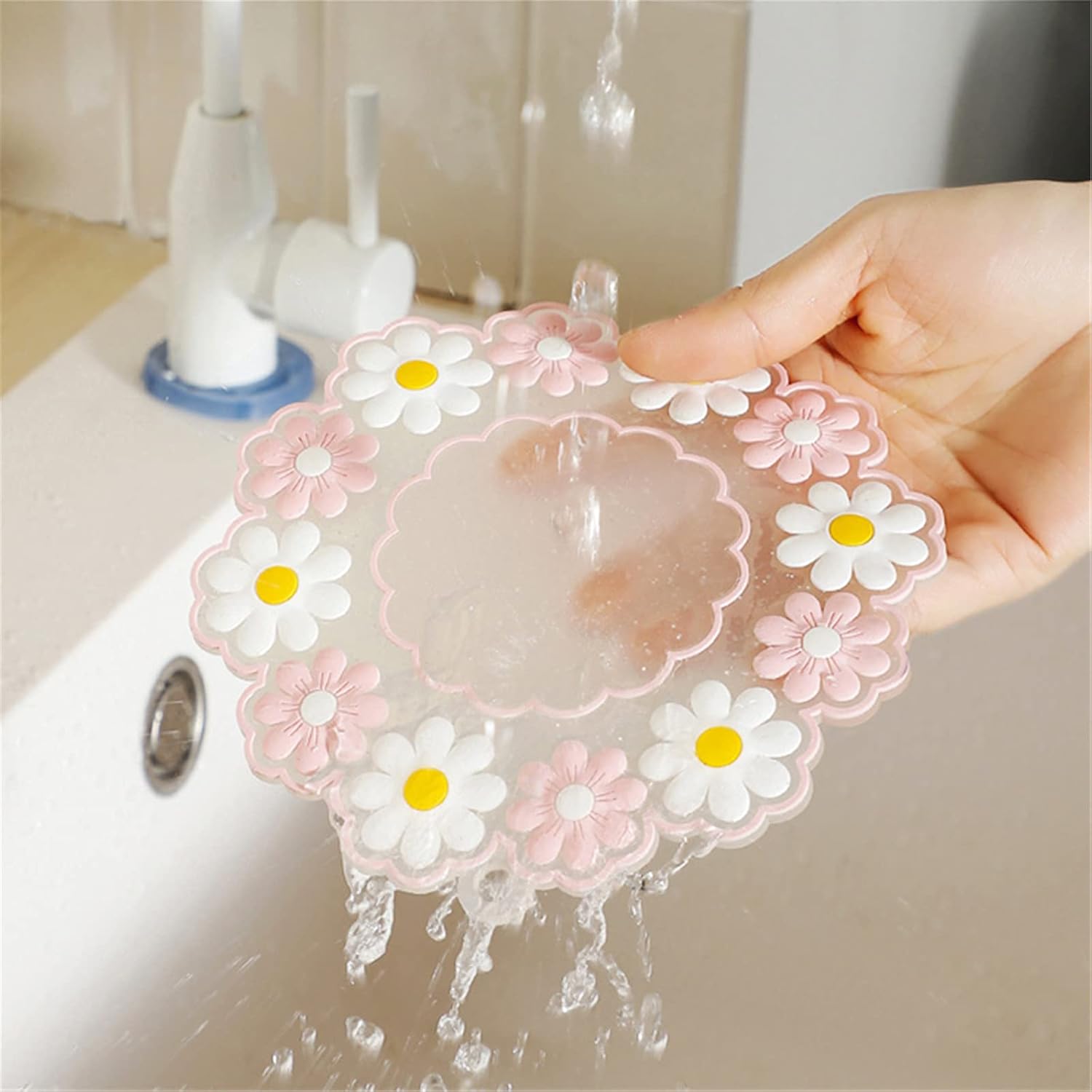 Xeahung Flower Silicone Coasters Set 4 Pack Pink