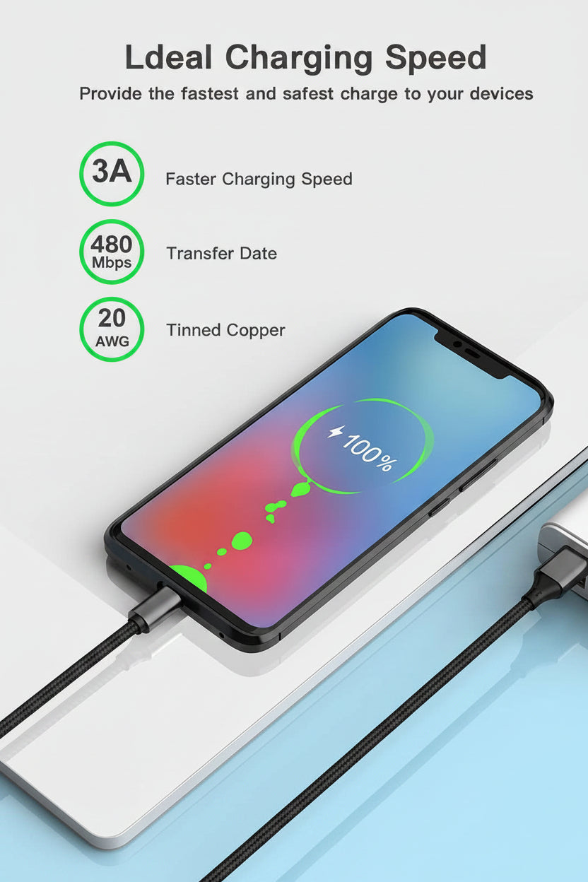 Ploiwue USB-A to USB-C Braided Charger Cable