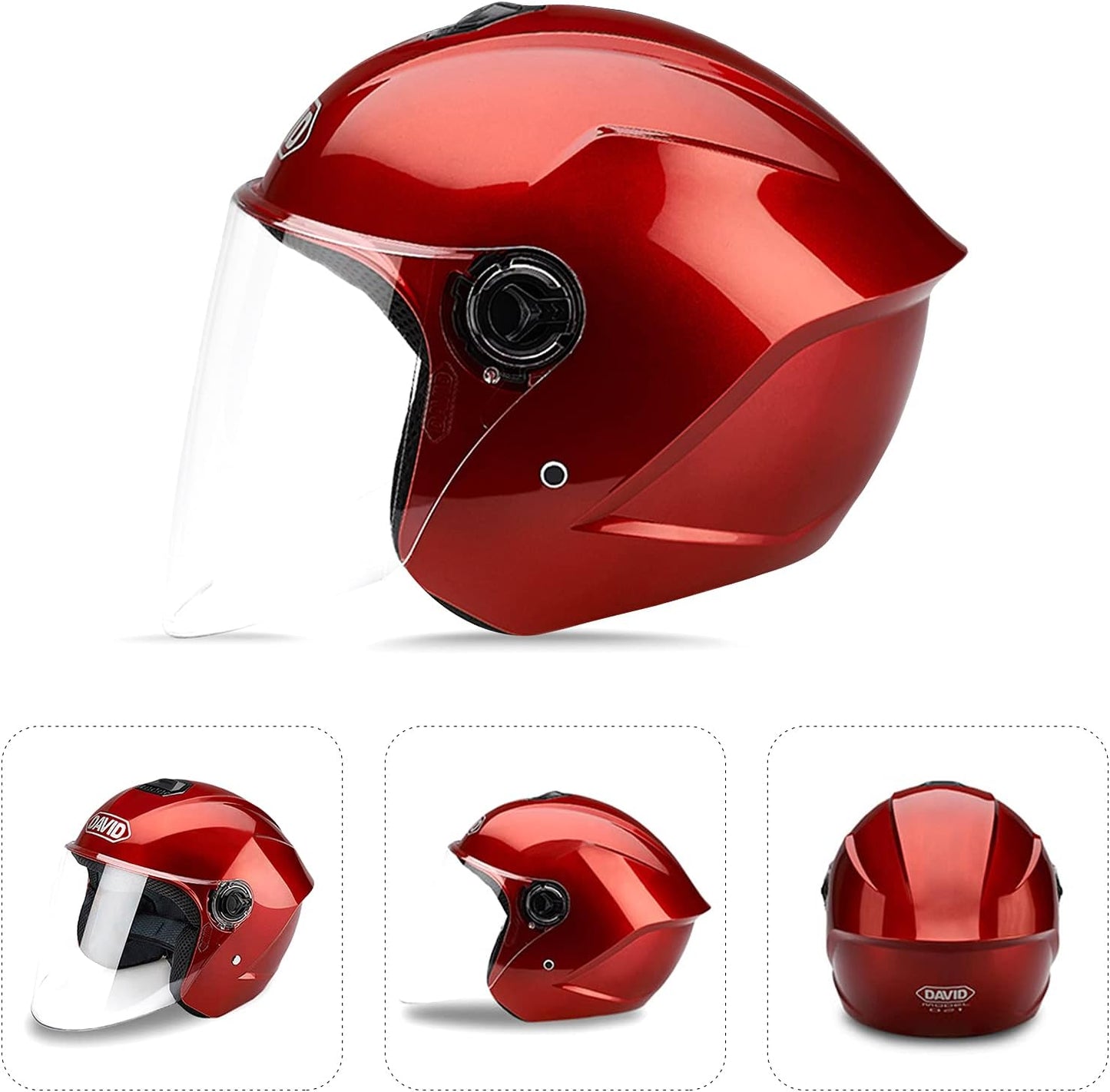 LIONCIANO David 021 Adult Half-Open Motorcycle Helmet with Goggles