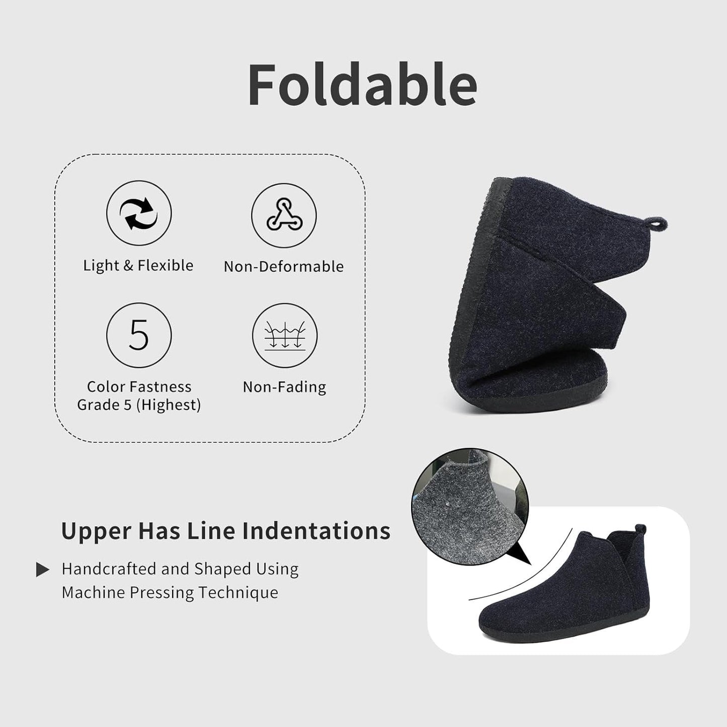 Mishansha Warm Felt Anti‑Slip Dark Blue Slippers Size 36