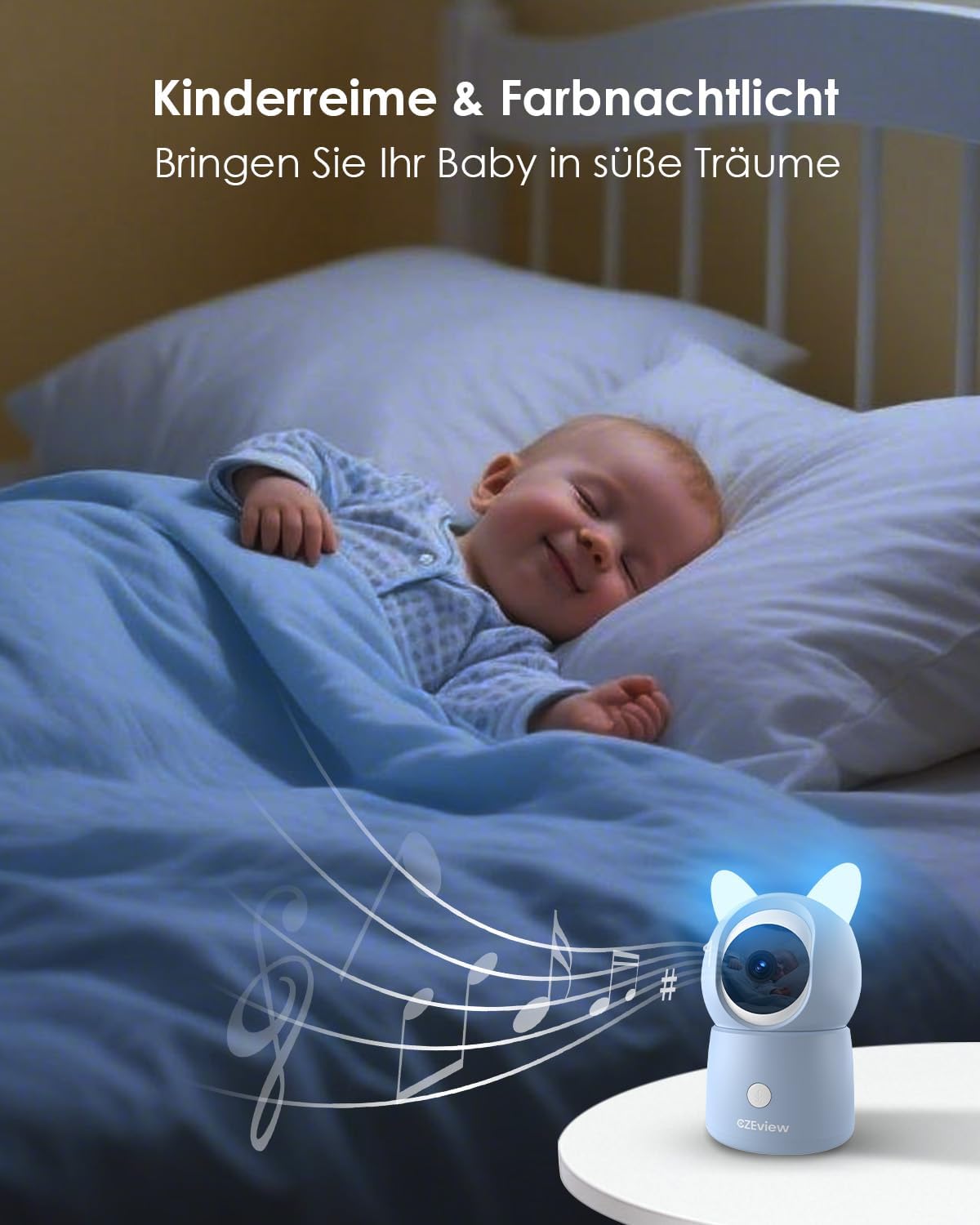 CZEview BM6 2K Baby Monitor with 4X Zoom, 5.5" HD WiFi Display, Night Vision, 2‑Way Talk & Colourful Night Light