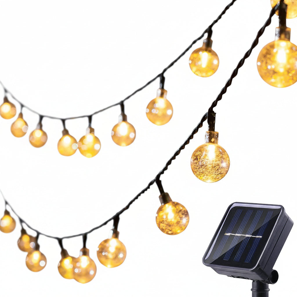 LSLCQW Solar String Lights 60 LED 40ft Crystal Globe 8 Modes IP65 Waterproof Outdoor