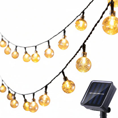 LSLCQW Solar String Lights 60 LED 40ft Crystal Globe 8 Modes IP65 Waterproof Outdoor