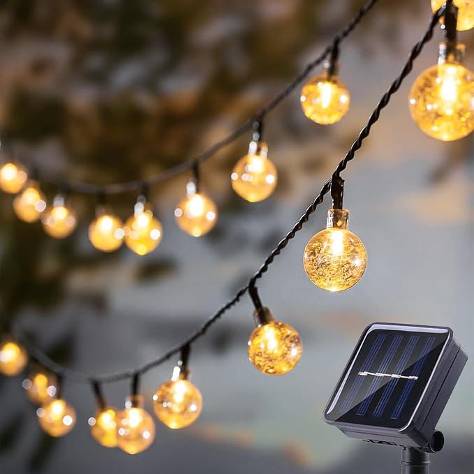 LSLCQW Solar String Lights 60 LED 40ft Crystal Globe 8 Modes IP65 Waterproof Outdoor
