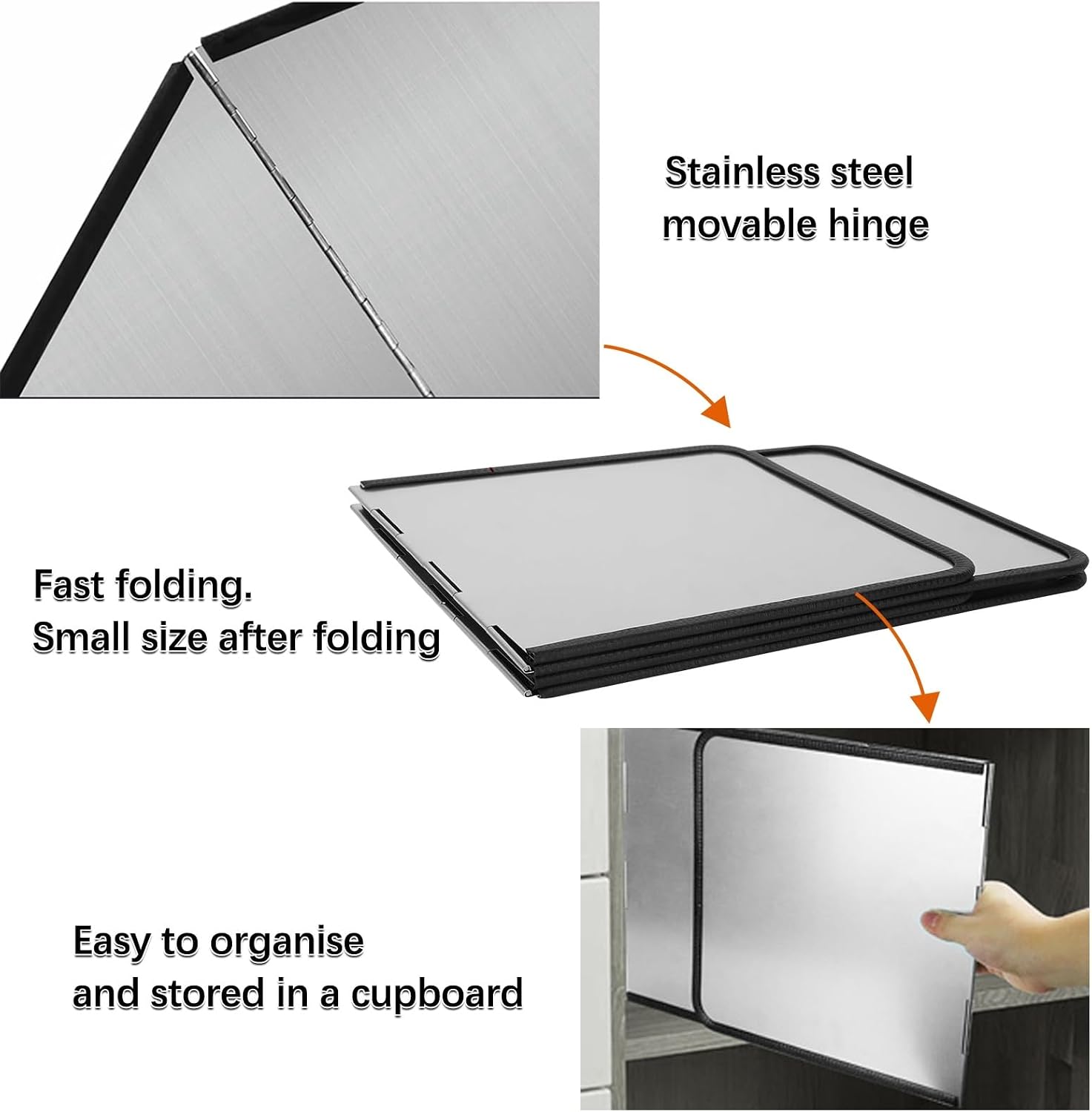 SXKJQER Stainless Steel Foldable Splash Guard 2-Piece Set