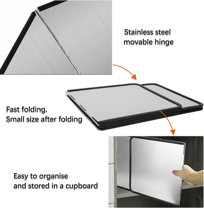 SXKJQER Stainless Steel Foldable Splash Guard 2-Piece Set