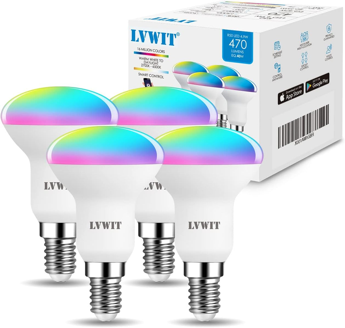 LVWIT R50 Smart E14 LED Light Bulb 4.9W 470lm