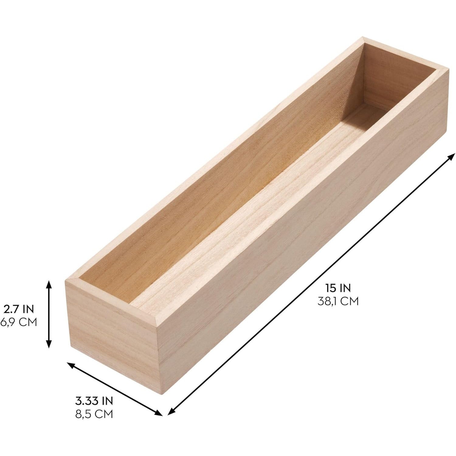 EcoWood Paulownia Wood Kitchen Drawer Organizer Beige 38cm