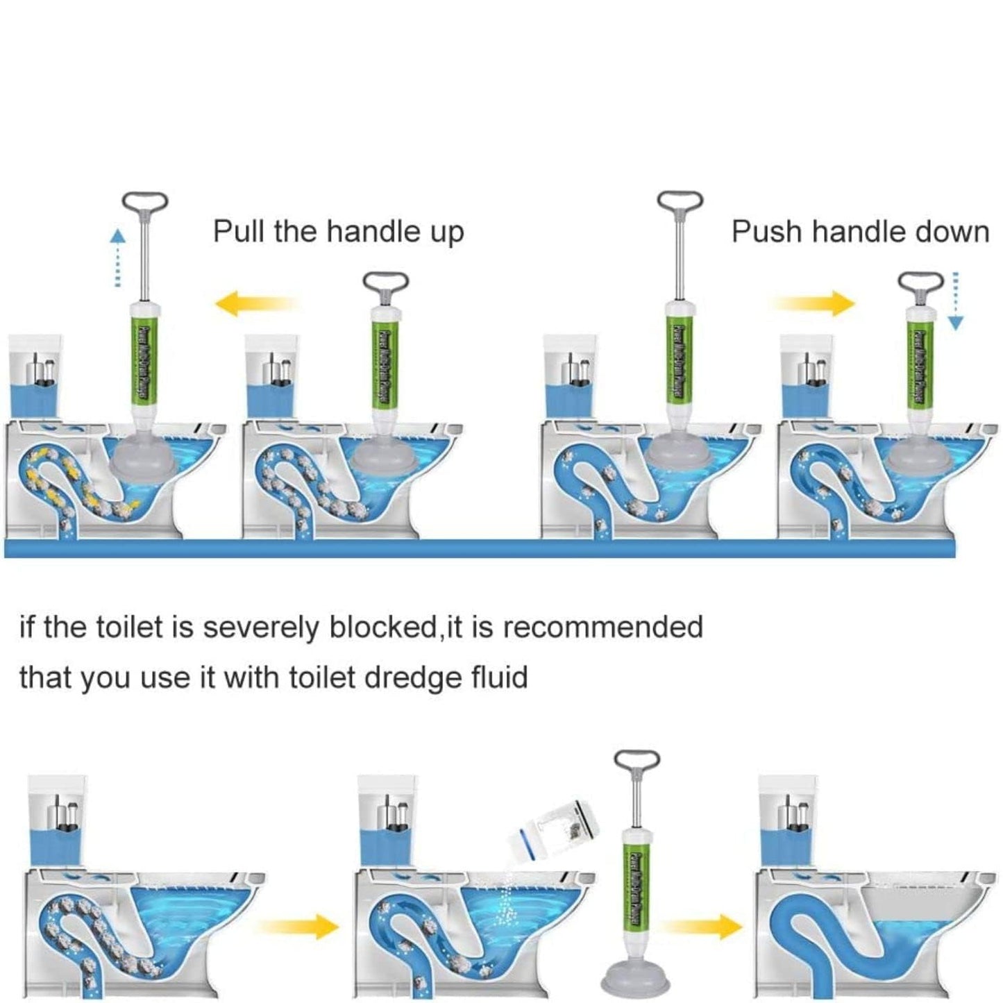 Oui Mama High-Pressure Toilet Plunger with Heavy-Duty Drain Blaster