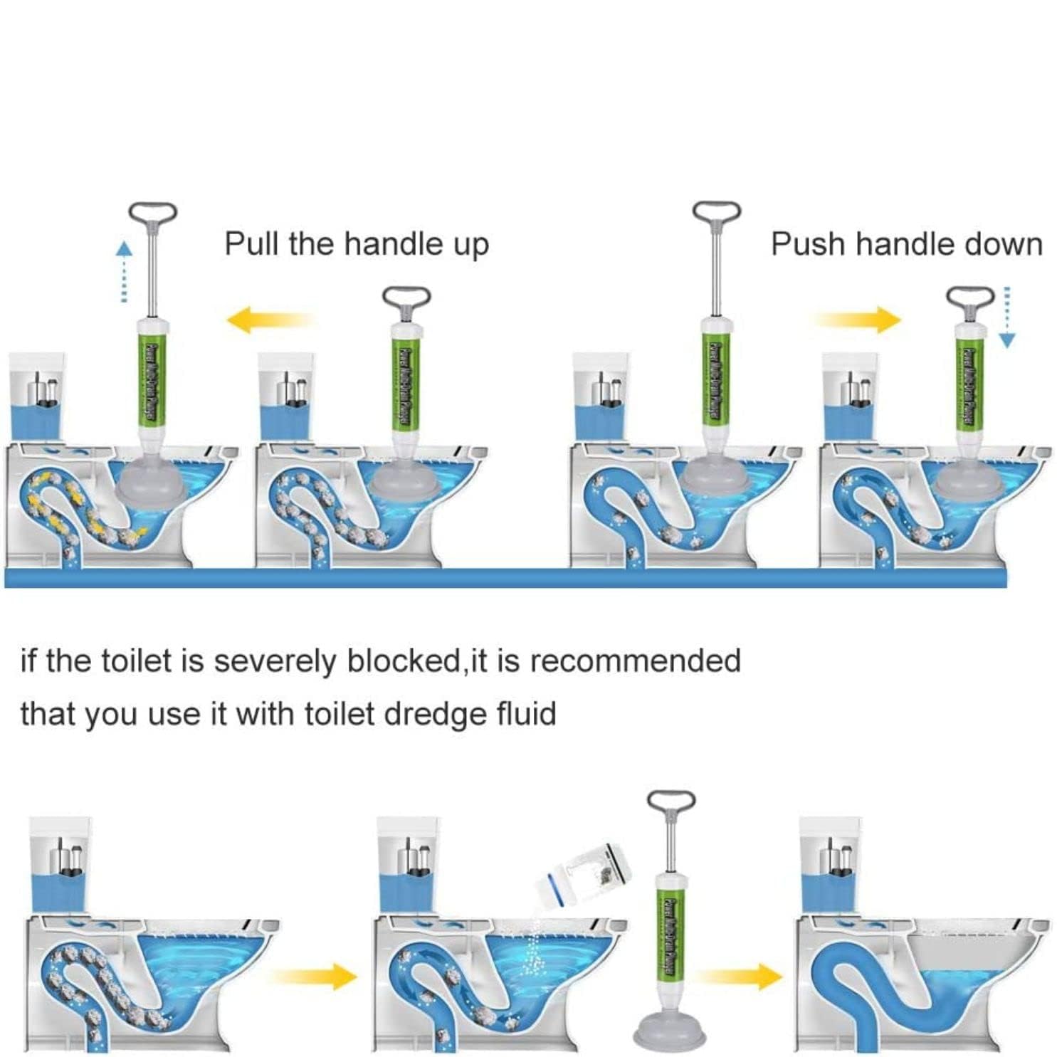 Oui Mama High-Pressure Toilet Plunger with Heavy-Duty Drain Blaster