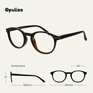 OPULIZE Zen Small Round Tortoiseshell Reading Glasses with +1 Diopter