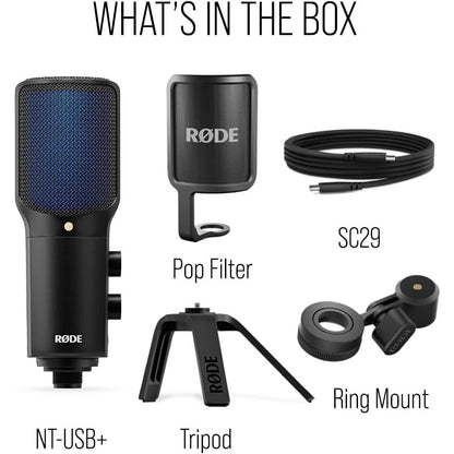 RØDE NT-USB+ Studio-Grade USB Condenser Microphone with Pop Filter