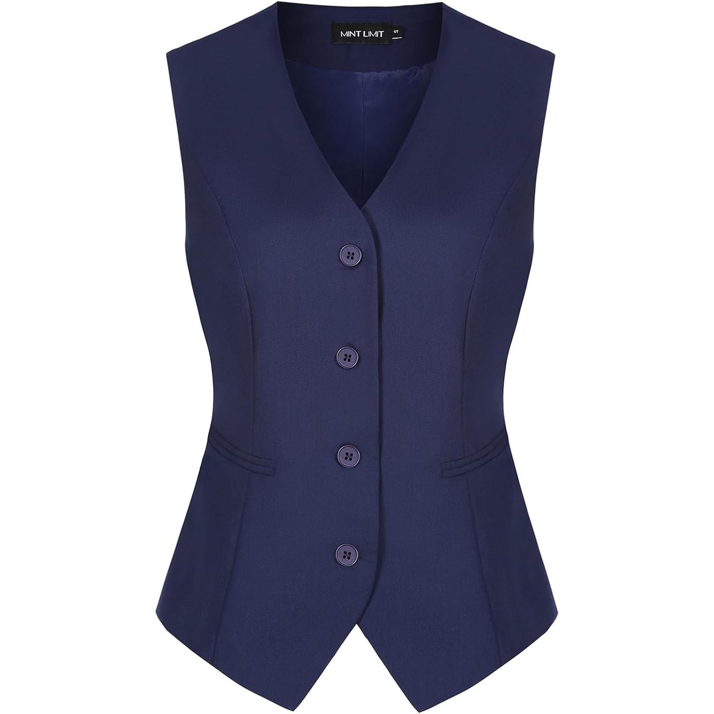 Navy Blue Women's Vest Waistcoat with Pockets – MINTLIMIT