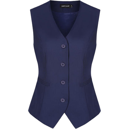 Navy Blue Women's Vest Waistcoat with Pockets – MINTLIMIT