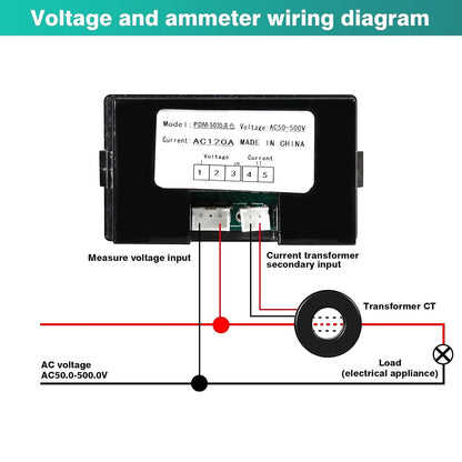 Jadeshay KBADBCNDD-GSLJH109914 Digital Voltmeter Ammeter AC50-500V 0-120A