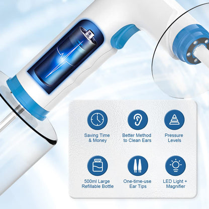 Temodu W30 Rechargeable Electric Ear Wax Removal Kit with Irrigation System and Disposable Tips