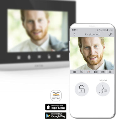 EXTEL Connect 2 Smart Video Door Intercom 7" Touchscreen Monitor with Wi‑Fi, Night Vision, Internal Memory