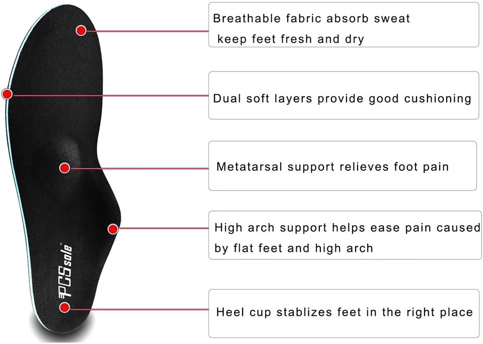 PCSsole High Arch Orthotic Insoles for Flat Feet Relief