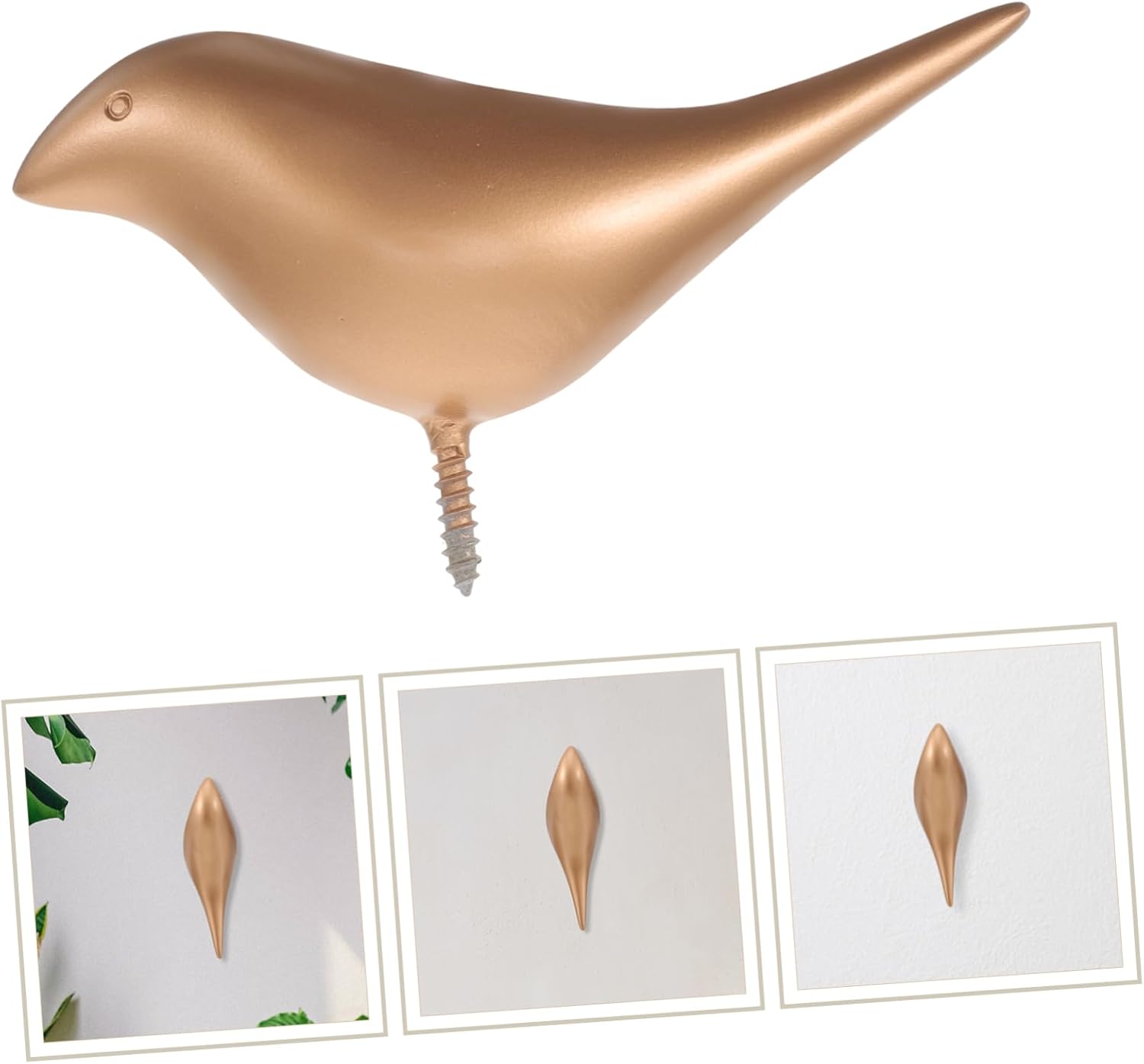 Golden Wall-Mounted Bird Hook for Coats, Hats, Towels