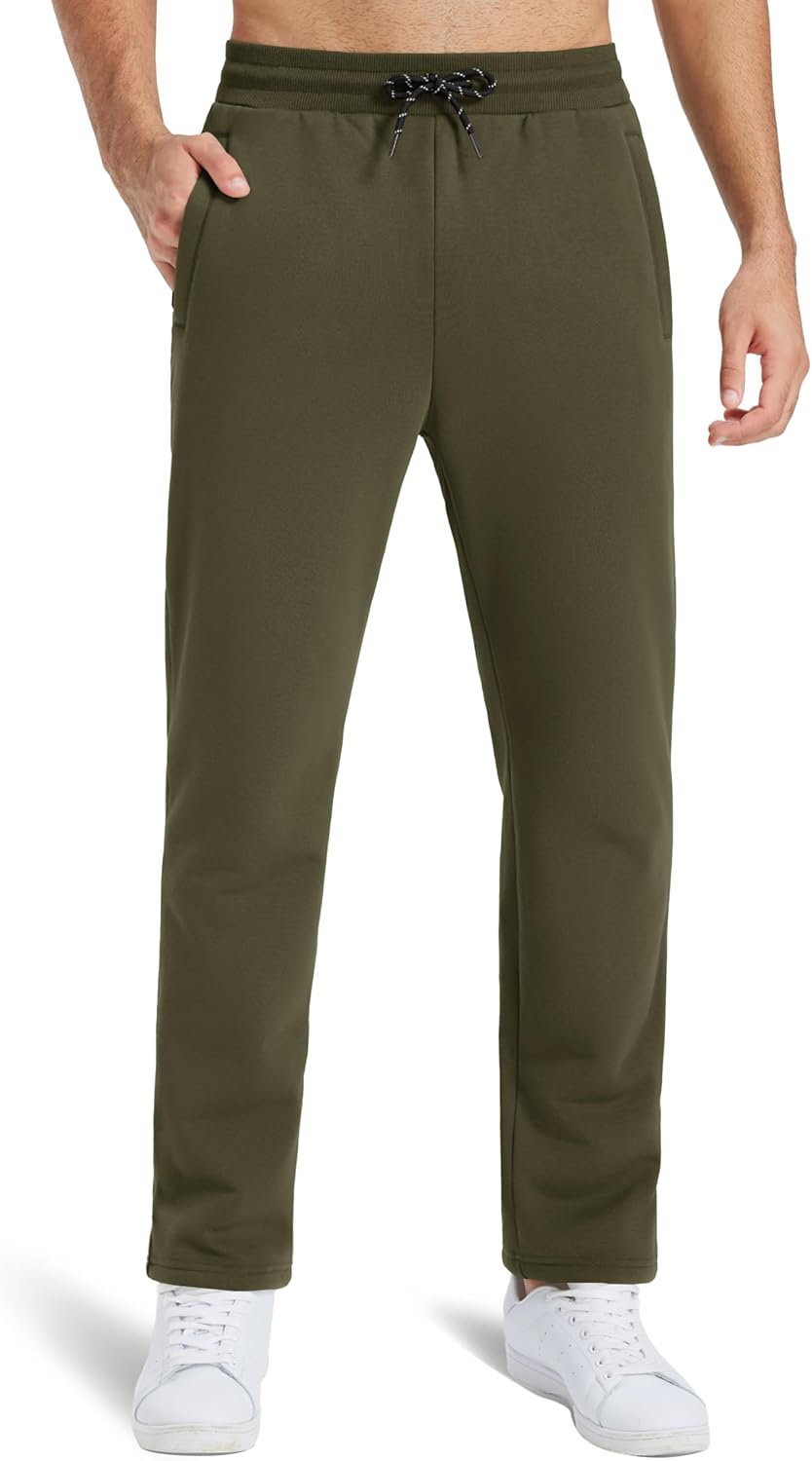 TACVASEN Men's Sherpa Lined Winter Warm Thermal Fleece Jogging Sweatpants with Pockets