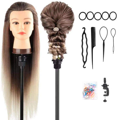 DanseeMeibr 26-28 Inch High Temp Fiber Hair Mannequin Styling Practice Head