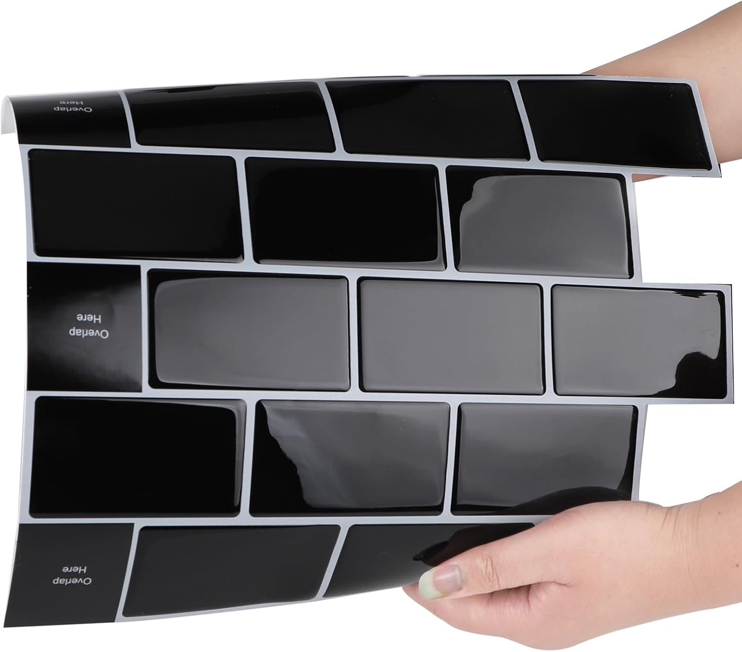 SWAWIS 3D Self Adhesive Tile Decals Black 10 Pieces