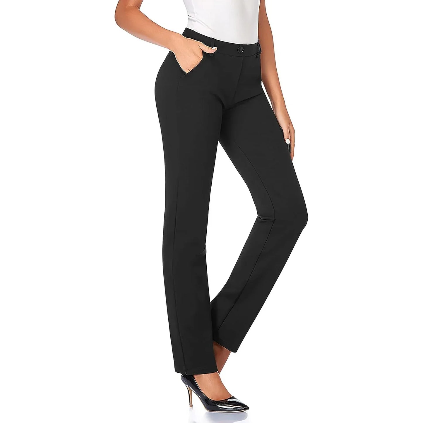 Tapata Women's Stretchy Straight Dress Pants with Pockets - Gomix Brands Outlet