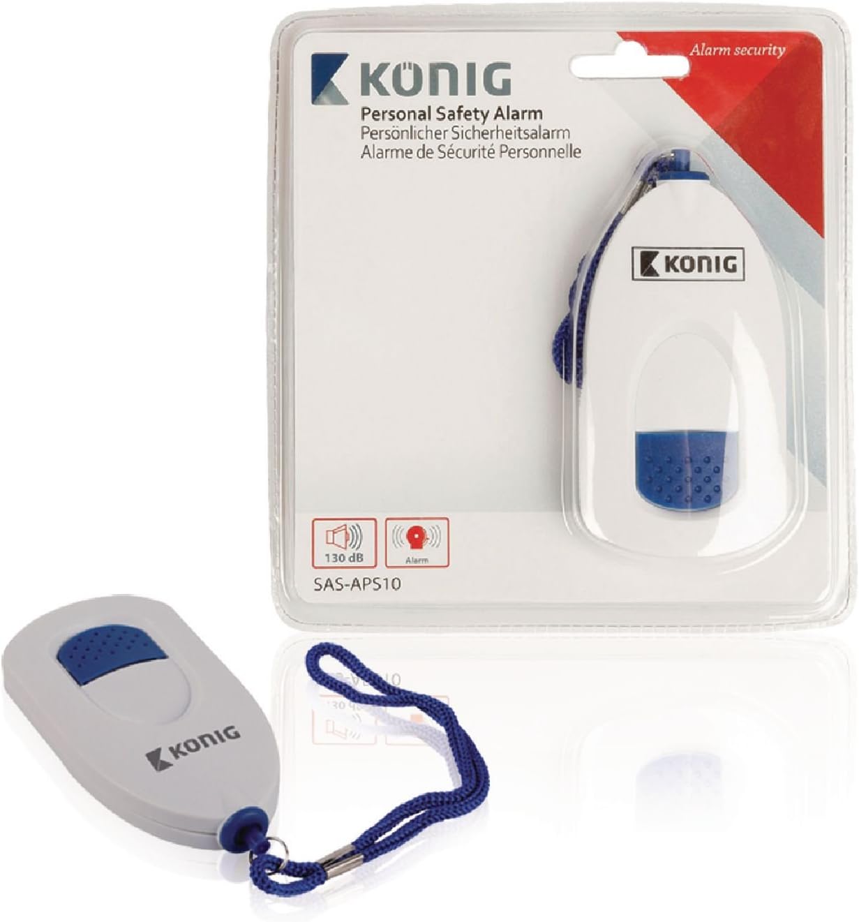 Koenig Compact Personal Safety Alarm with 130dB Loud Cord