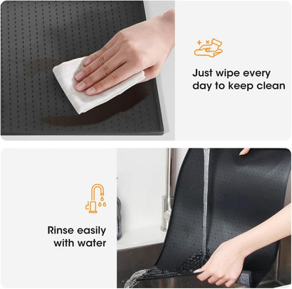 AIEVE Black Silicone Mat for Coffee Machines – Non‑Slip 48×30 cm