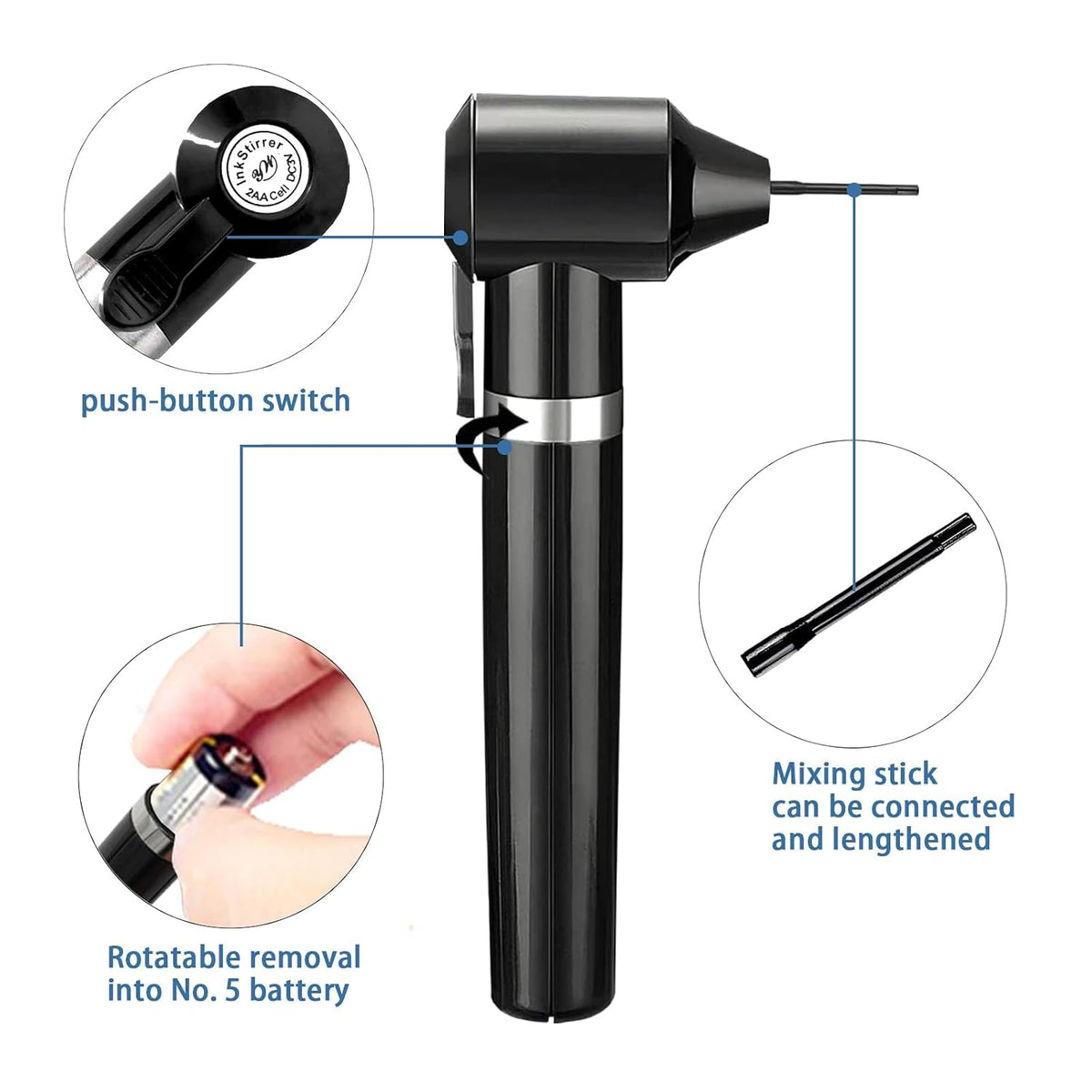 BICUMY Electric Tattoo Ink Mixer with 100 Mixing Sticks Black