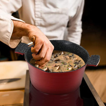 24cm Friteuse pour Frites avec Panier Faitout Induction en Aluminium avec Couvercle Verre Tous Feux
