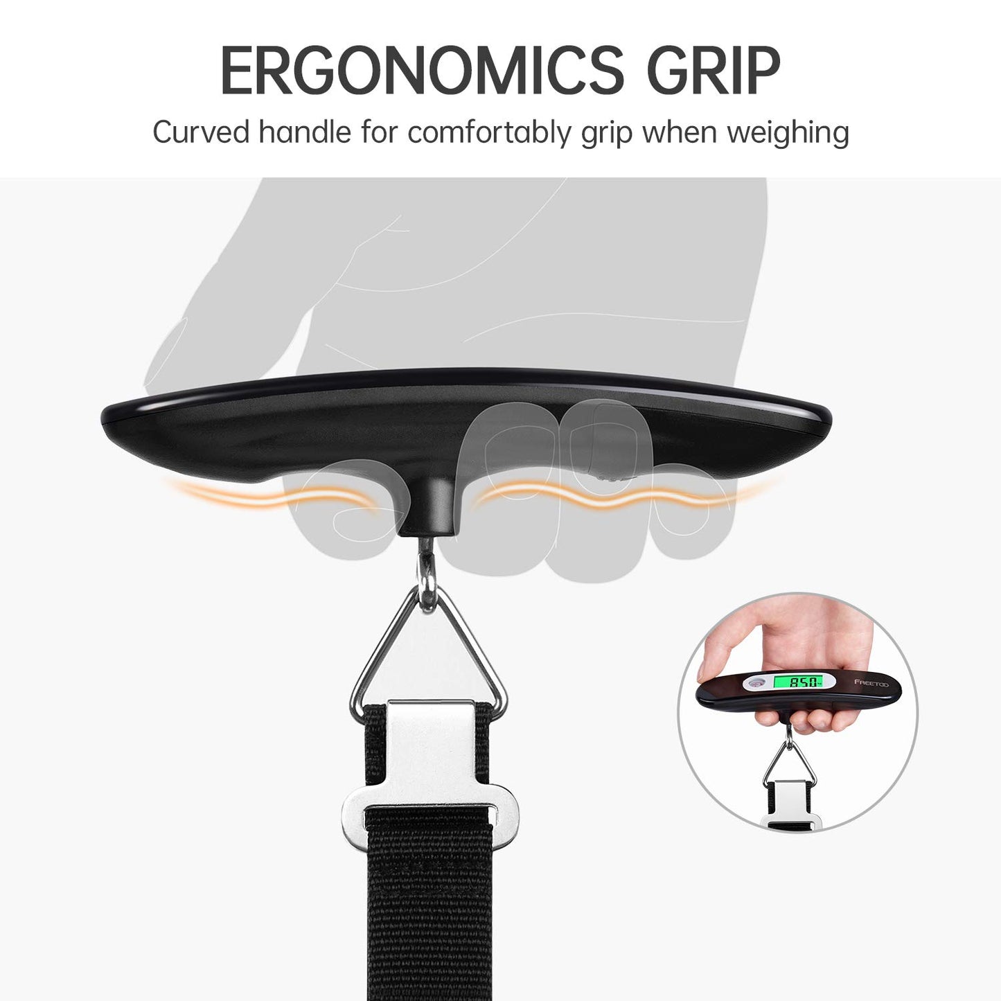 FREETOO Portable Digital Luggage Scale 50 kg Capacity Black