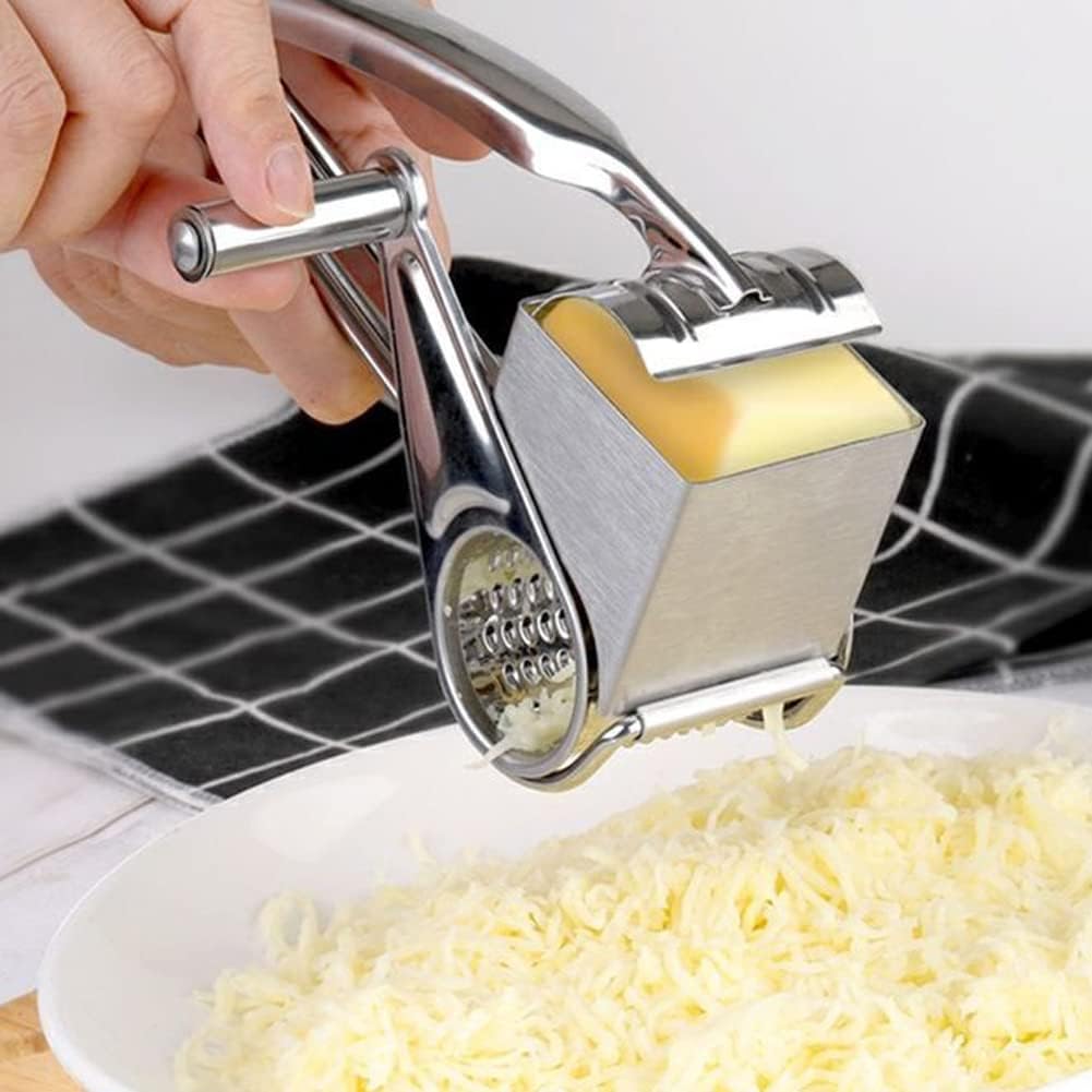 Hand-Operated Rotary Cheese Grater with Stainless Steel Drum - Perfect for Veggies